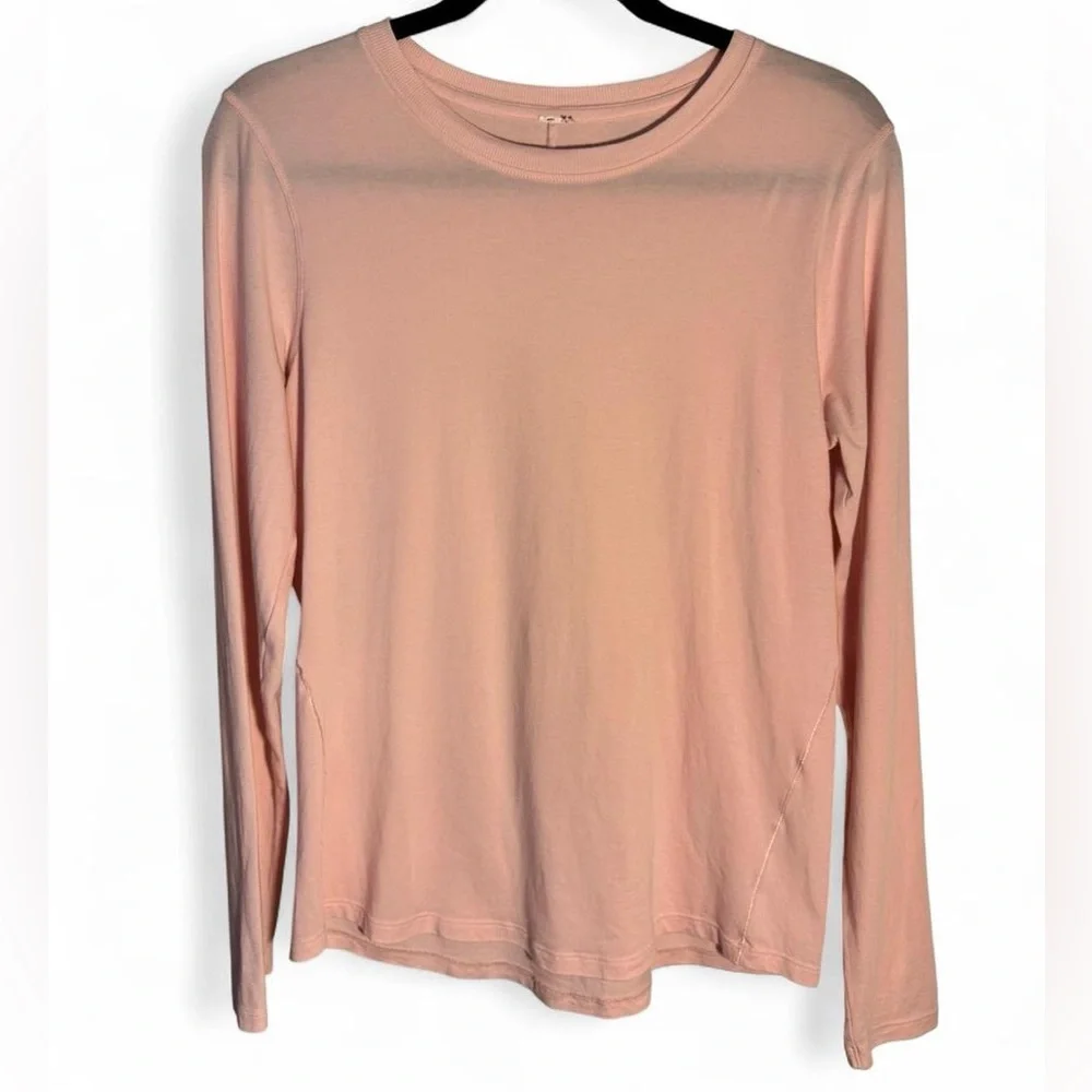 Lululemon Pink Long Sleeve Crewneck Tee Shirt Size M Soft Cotton Athleisure